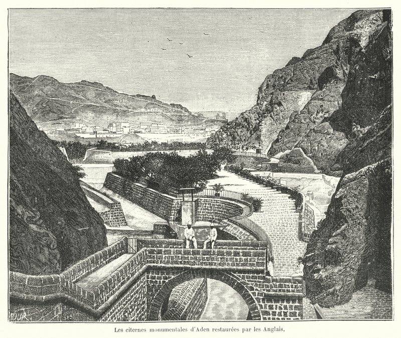Les citernes de Tawila, Aden, restaurées par les Britanniques - French School
