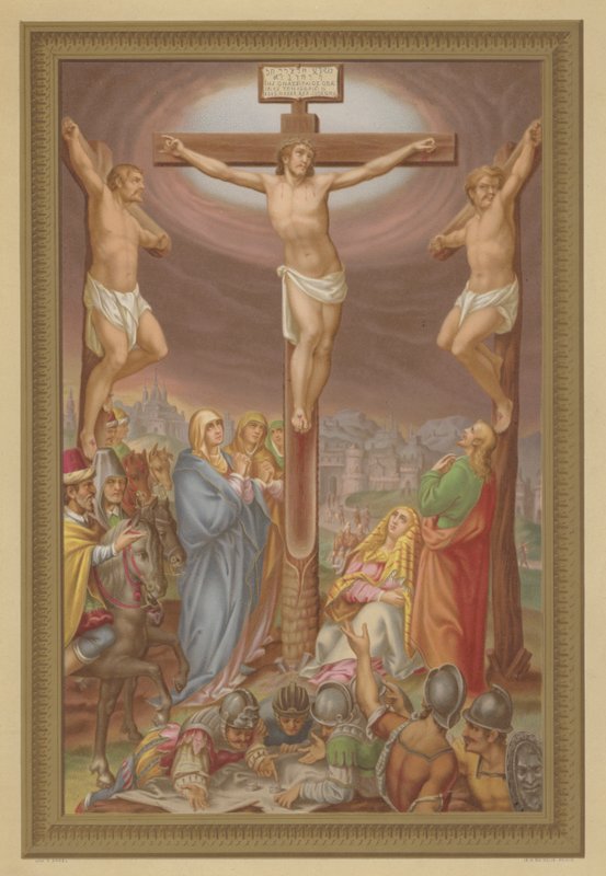 La crucifixion (chromolitho) - French School