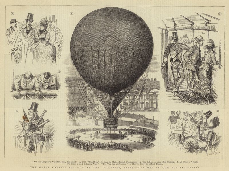 Le grand ballon captif aux Tuileries, Paris - French School