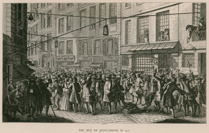 La rue de Quincampoix en 1718 - French School