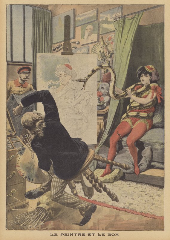 Le peintre et le boa constrictor (lithographie en couleur) - French School
