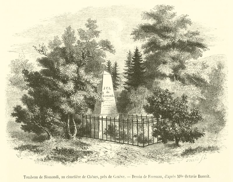 Tombeau de Sismondi, au cimetière de Chênes, près de Genève - French School