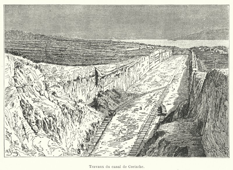 Travaux du canal de Corinthe - French School