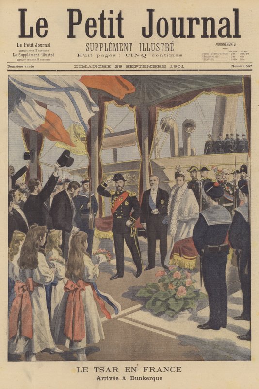 Le tsar Nicolas II de Russie arrivant à Dunkerque lors de sa visite en France - French School