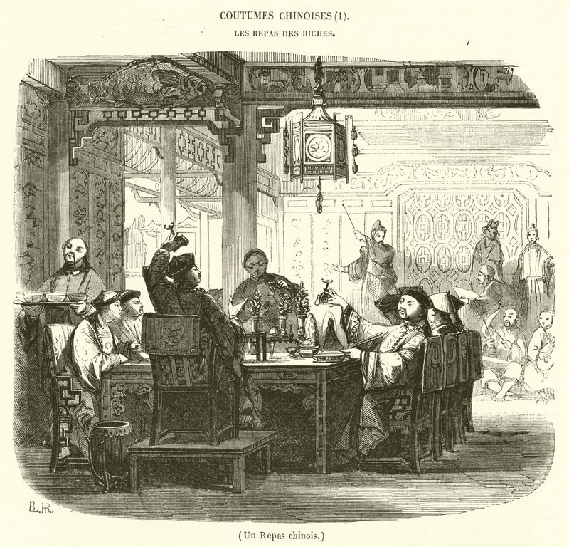 Un Repas chinois (engraving) - French School