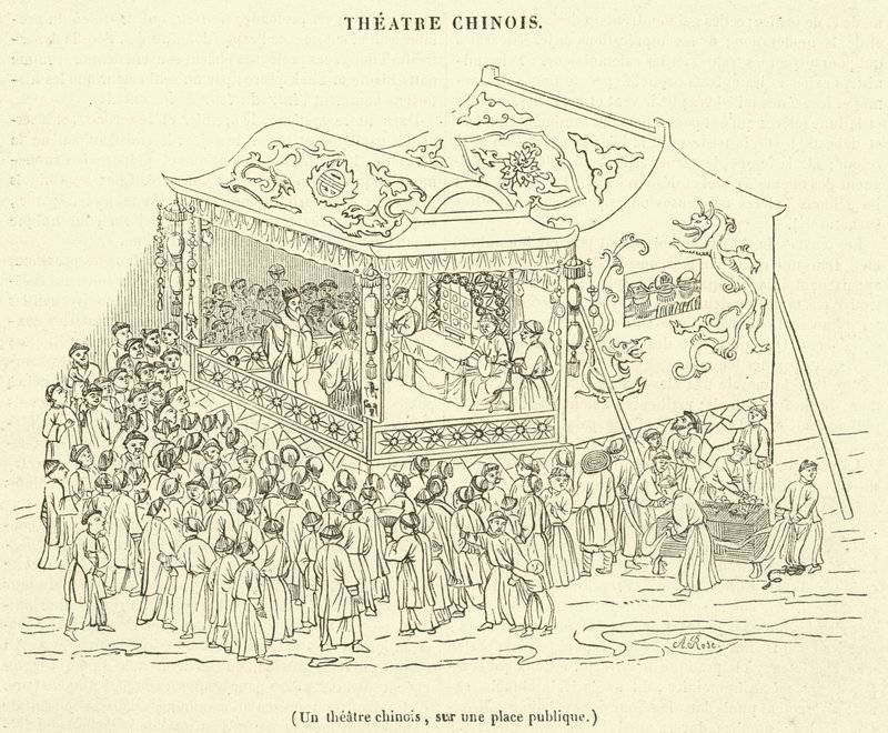 Un théâtre chinois, sur une place publique - French School