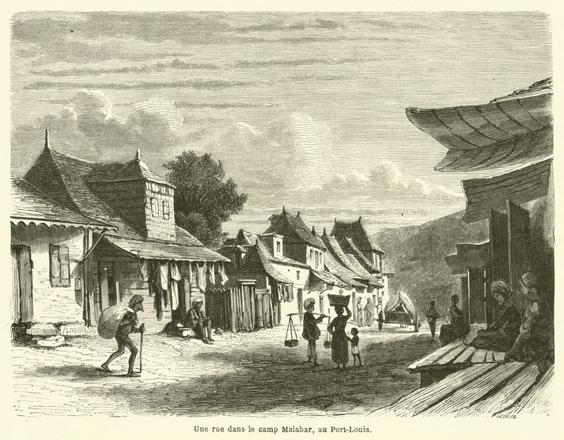 Une rue dans le camp Malabar, au Port-Louis - French School