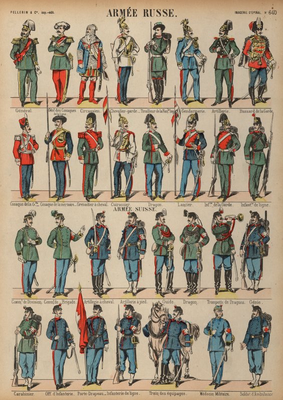 Uniformes des armées russe et suisse - French School