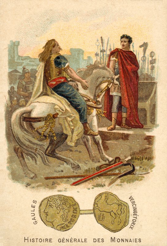 Vercingétorix se soumettant à Jules César, 52 av. J.-C. - French School