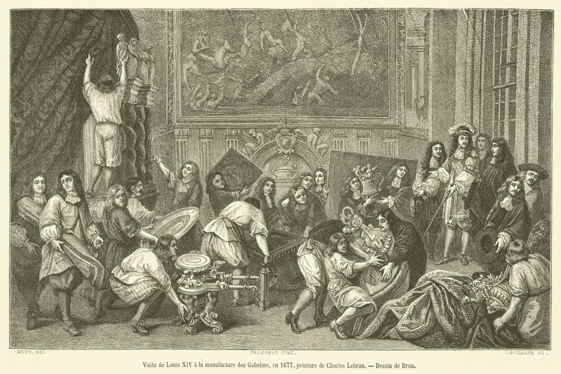 Visite de Louis XIV à la manufacture des Gobelins, en 1677 - French School