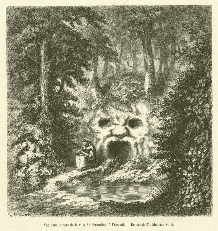 Vue dans le parc de la villa Aldobrandini, à Frascati - French School