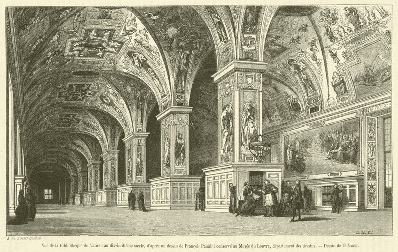 Vue de la Bibliothèque du Vatican au dix-huitième siècle - French School