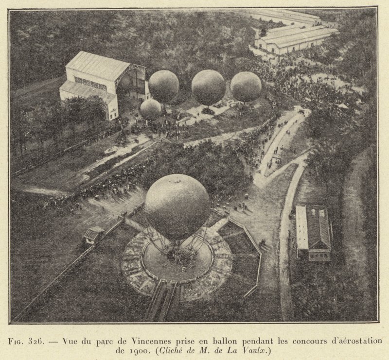 Vue du parc de Vincennes prise en ballon pendant les concours d