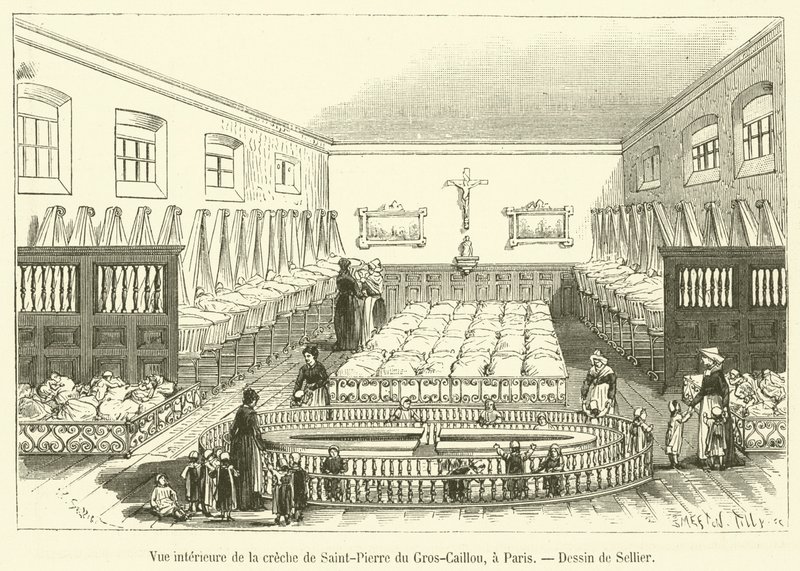 Vue intérieure de la crèche de Saint-Pierre du Gros-Caillou, à Paris - French School