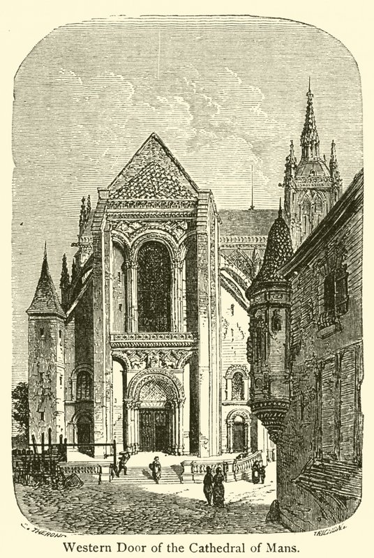 Porte occidentale de la cathédrale du Mans (gravure) - French School