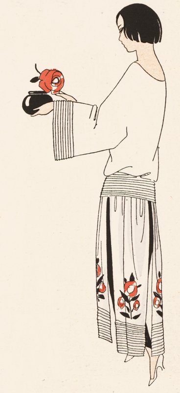 Mode féminine des années 1920 (lithographie couleur) - French School