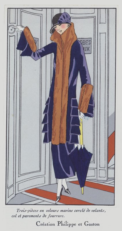 Mode féminine des années 1920 par les couturiers Philippe et Gaston (lithographie couleur) - French School