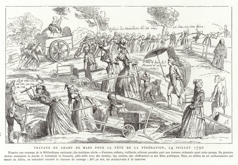 Travaux sur le Champ de Mars en préparation de la Fête de la Fédération, Paris, Révolution française, 14 juillet 1790 - French School