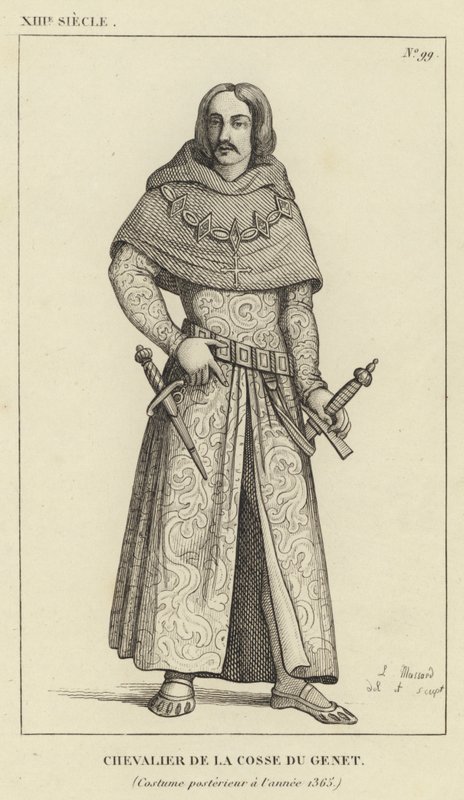 XIII Siècle, Chevalier de la Cosse du Genêt, Costume postérieur à l
