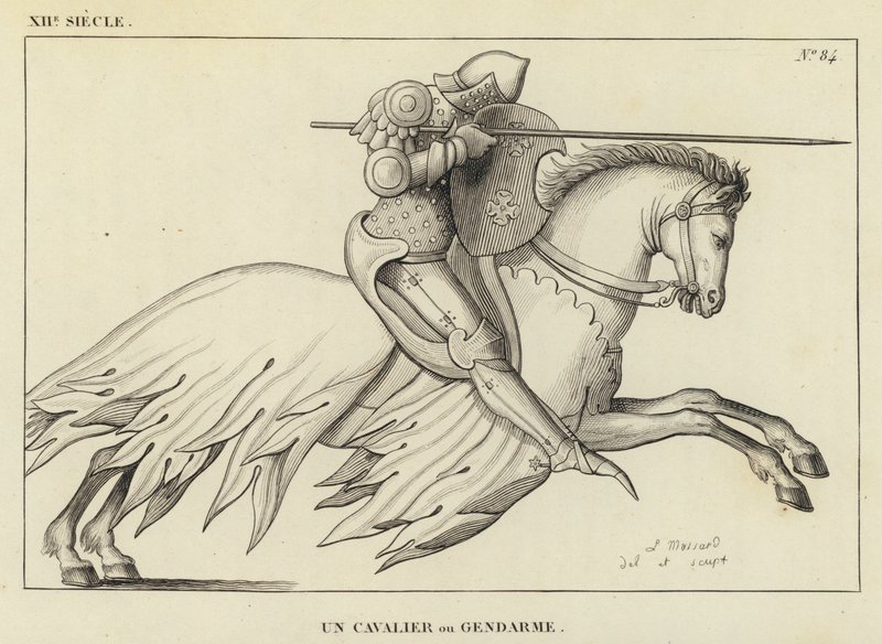 XII Siècle, Un Cavalier ou Gendarme (gravure) - French School