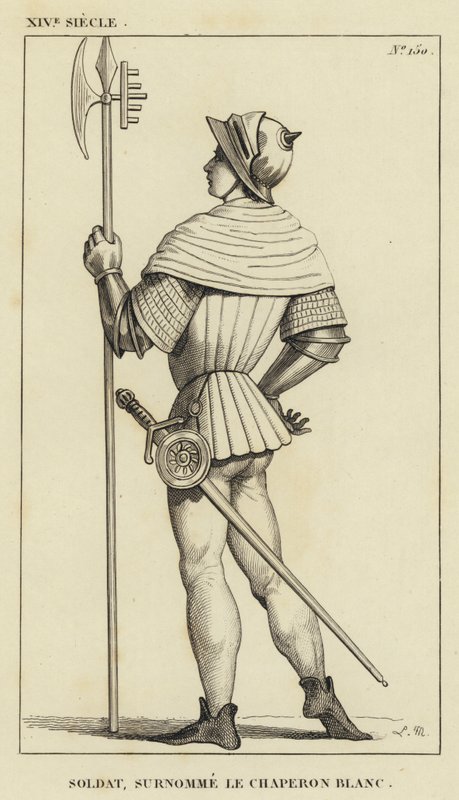 XIV Siècle, Soldat, Surnommé le Chaperon Blanc (gravure) - French School