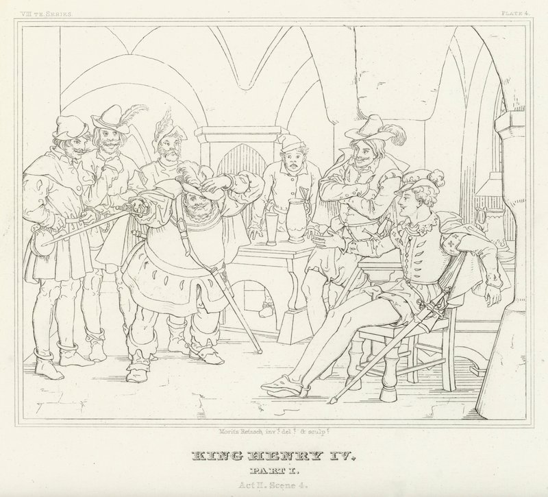 Le Roi Henri IV, Partie I, Acte II, Scène 4 (gravure) - Friedrich August Moritz Retzsch