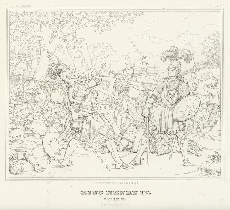 Le Roi Henri IV, Partie I, Acte V, Scène 4 (gravure) - Friedrich August Moritz Retzsch