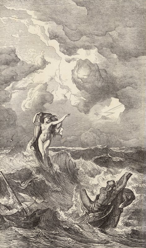 Leucothée et Ulysse - Friedrich the Elder Preller