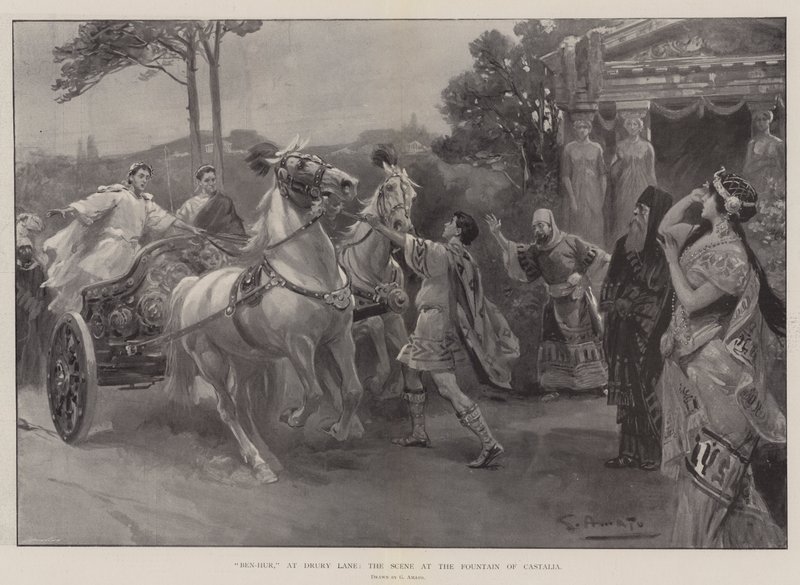 Ben-Hur, à Drury Lane, la scène à la fontaine de Castalia - G.S. Amato