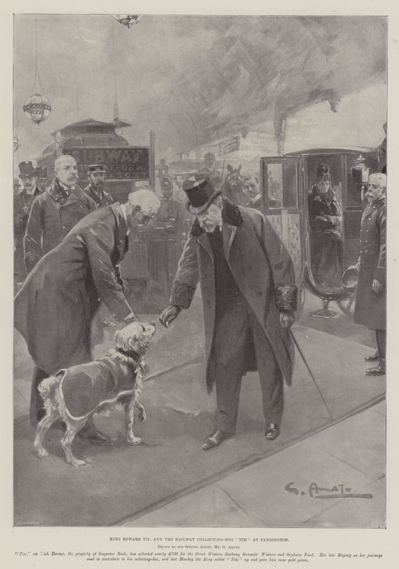 Le Roi Édouard VII et le Chien Collecteur de la Gare Tim à Paddington - G.S. Amato