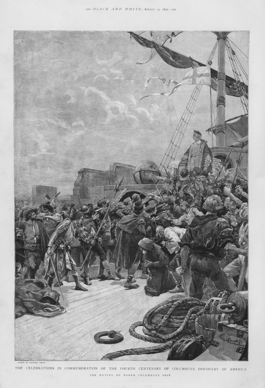 Mutinerie à bord du navire de Christophe Colomb lors de son premier voyage vers le Nouveau Monde - G.S. (after) Amato