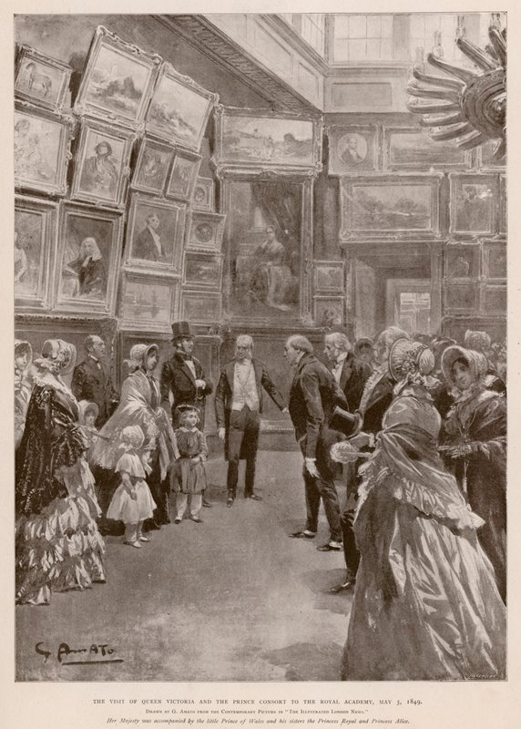 Visite de la reine Victoria et du prince consort Albert à la Royal Academy, Londres, 3 mai 1849 - G.S. (after) Amato