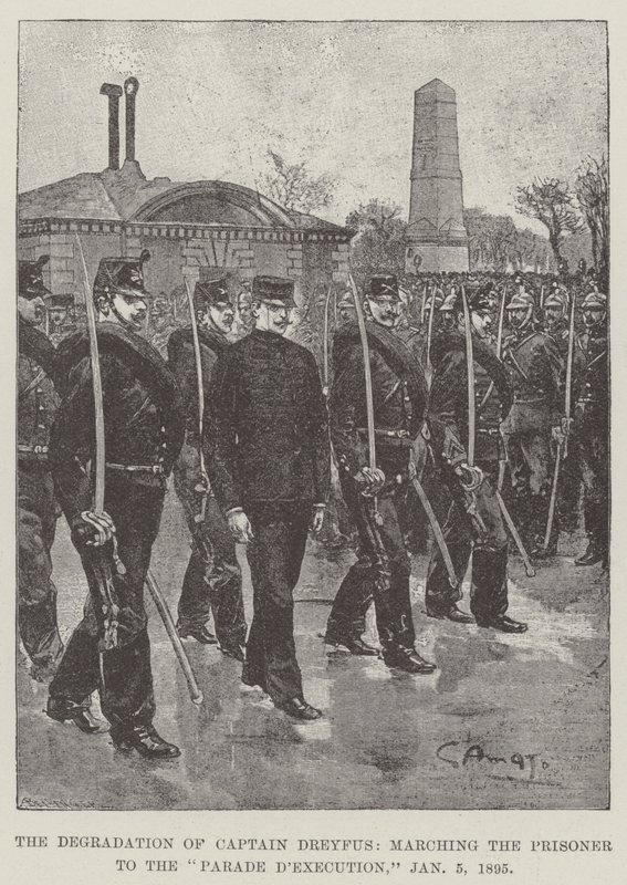 La dégradation du capitaine Dreyfus, marchant le prisonnier à la parade d