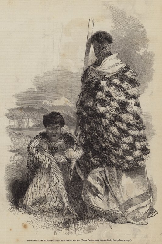Munga-Kahu, chef du lac Roto-Aire, avec Ko-Mari sa femme - George French Angas