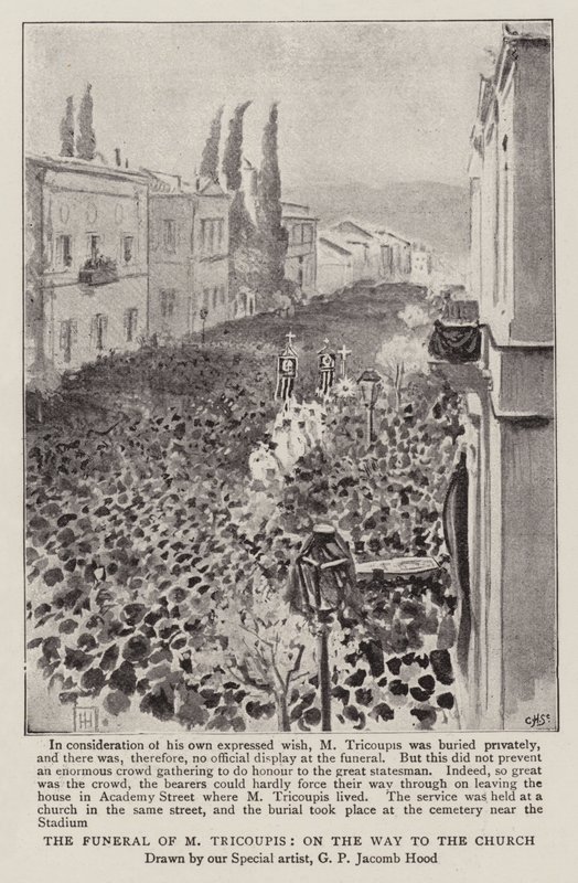 Les funérailles de M. Tricoupis, en route vers l