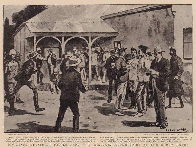 Civils obtenant des laissez-passer des autorités militaires au palais de justice - George Soper