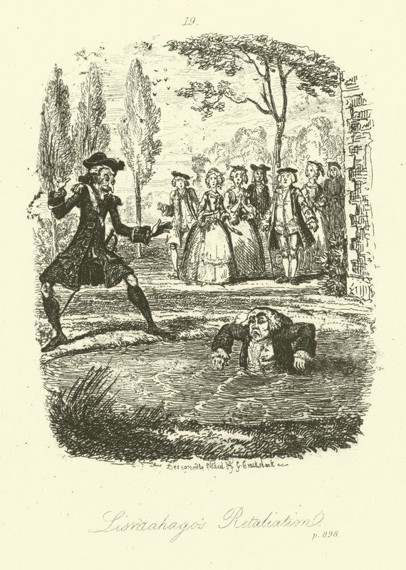 Illustration pour Humphry Clinker par Tobias Smollett (gravure) - George (after) Cruikshank