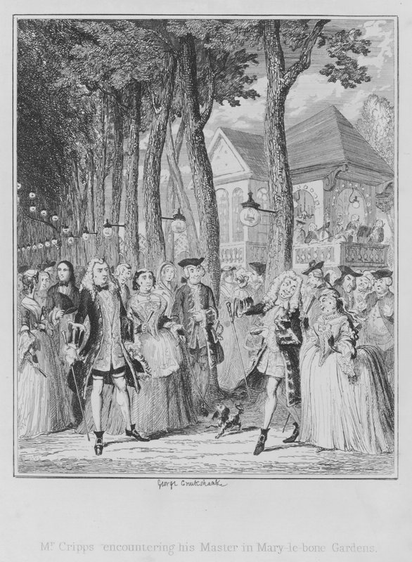 Mr Cripps rencontrant son maître dans les jardins de Mary-le-bone - George (after) Cruikshank