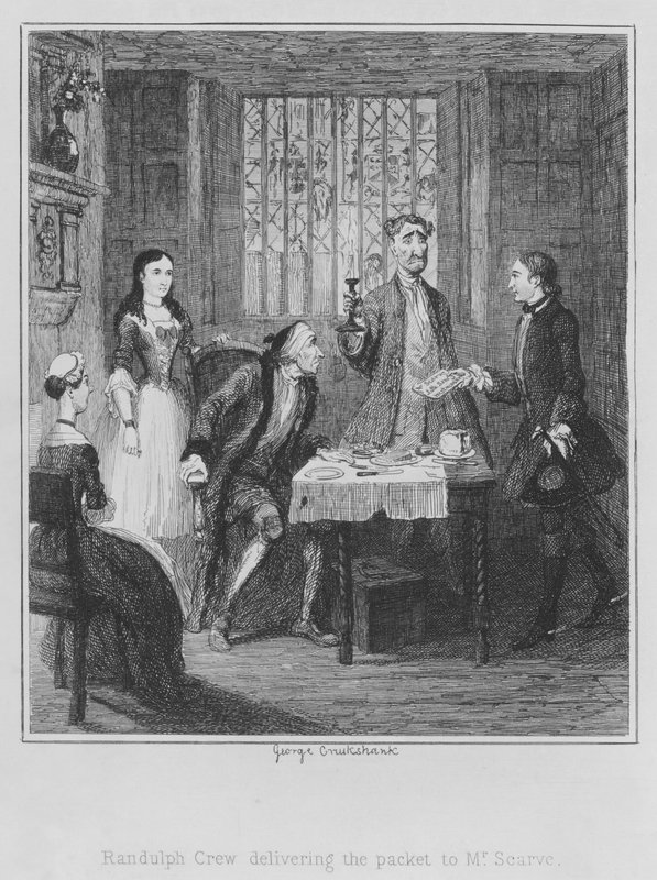 Randulph Crew remettant le paquet à M. Scarve - George (after) Cruikshank