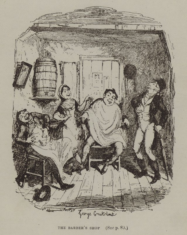 Le salon de coiffure (gravure) - George (after) Cruikshank