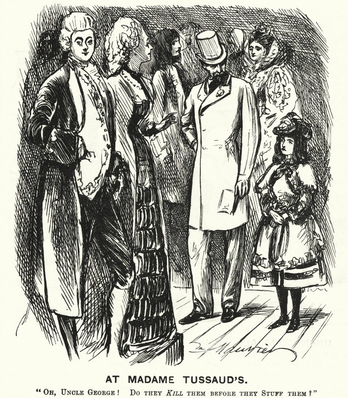 Caricature de Punch : Chez Madame Tussaud (gravure) - George (after) Du Maurier