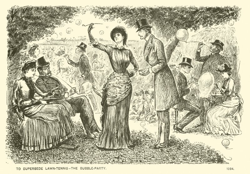 Pour remplacer le tennis sur gazon - la fête des bulles (gravure) - George (after) Du Maurier