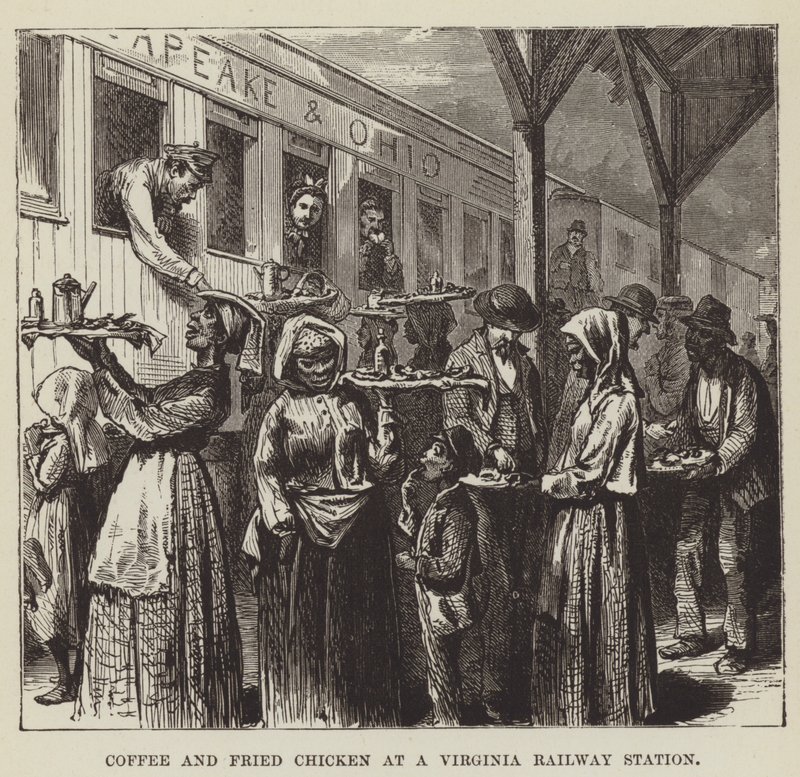 Café et poulet frit à une gare ferroviaire en Virginie - George Augustus Sala