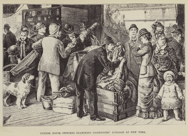 Les douaniers examinent les bagages des passagers à New York - George Augustus Sala