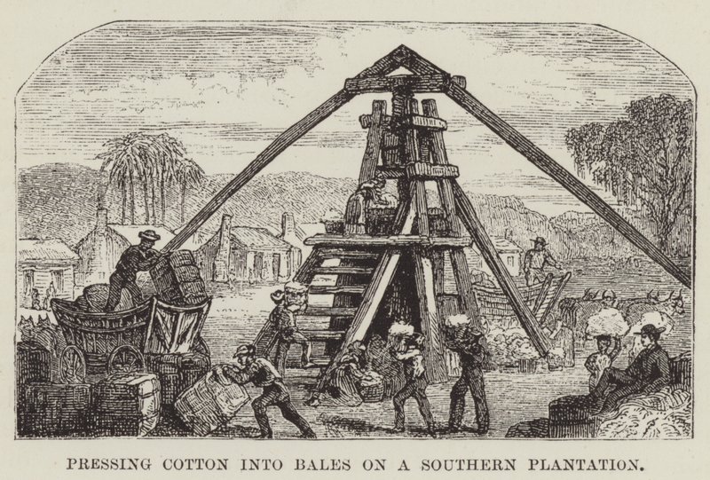 Pressage du coton en balles sur une plantation du Sud - George Augustus Sala