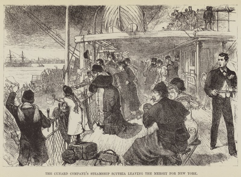 Le paquebot Scythia de la compagnie Cunard quittant la Mersey pour New York - George Augustus Sala