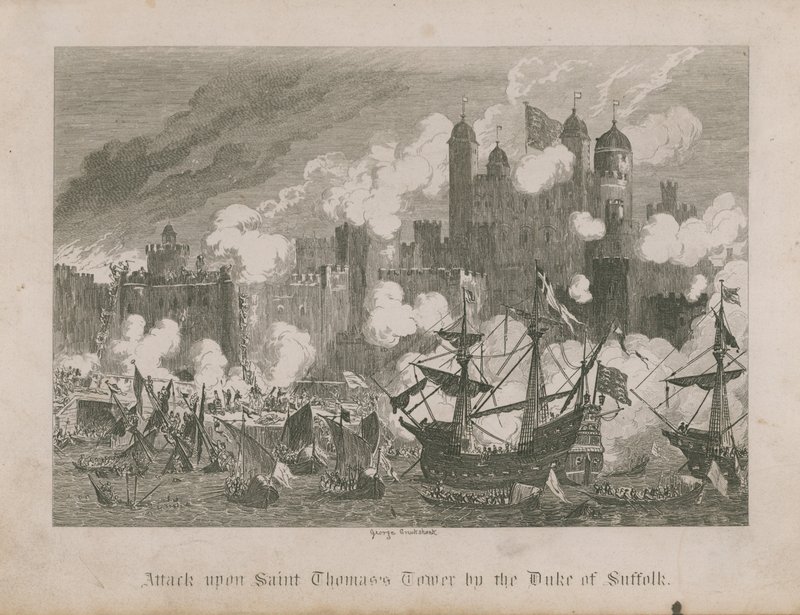 Attaque de la tour Saint-Thomas par le duc de Suffolk - George Cruikshank