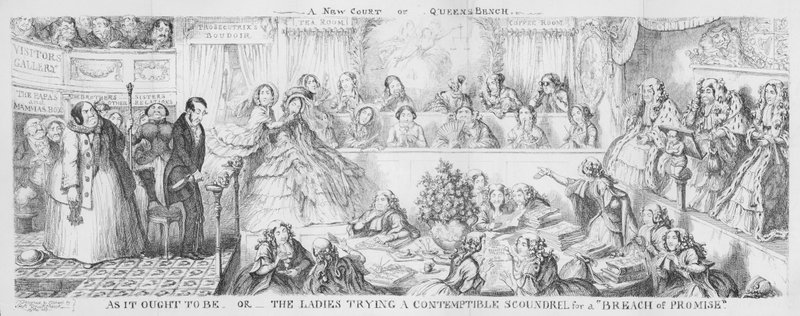 Dames jugeant un scélérat méprisable pour une "rupture de promesse." - George Cruikshank