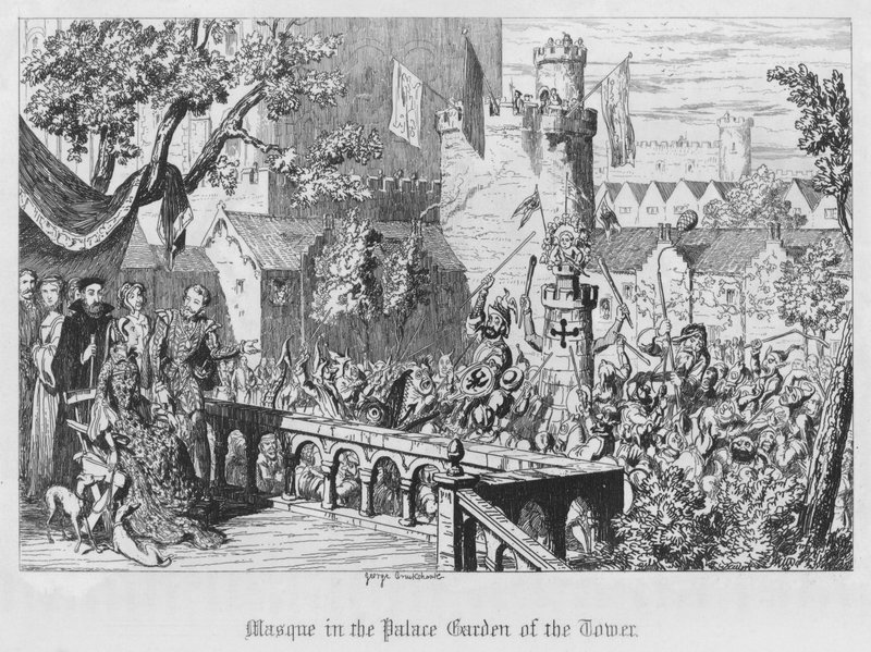Masque dans le Jardin du Palais de la Tour (gravure) - George Cruikshank