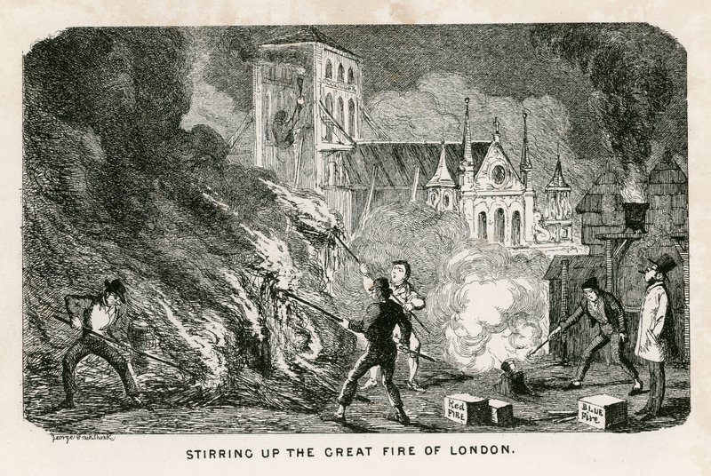 Attiser le Grand Incendie de Londres - George Cruikshank